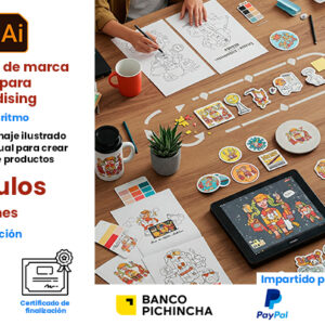 Diseño de marca ilustrada para  merchandising