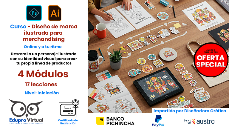 Diseño de marca ilustrada para merchandising