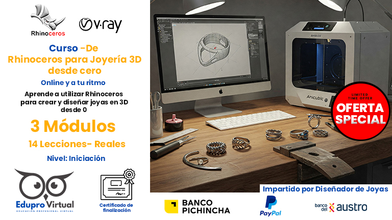 Rhinoceros para Joyería 3D desde cero