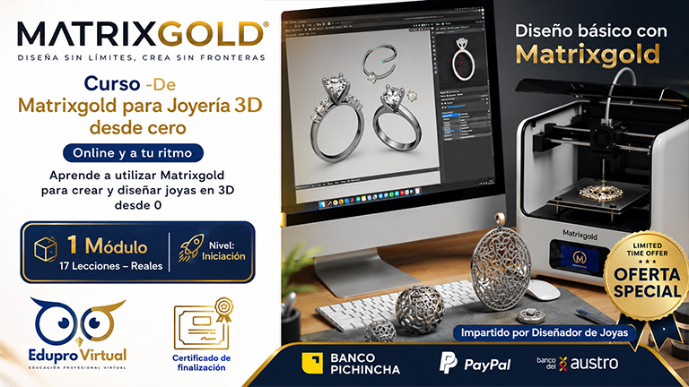 Matrixgold para joyería 3D desde cero